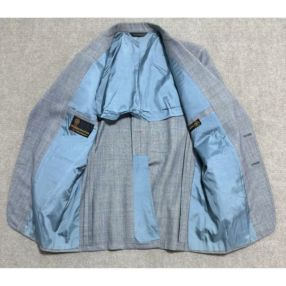 Vintage Anderson Little Suit Mens Medium Gray Wool Plaid 2 Piece Made USA 70s‎